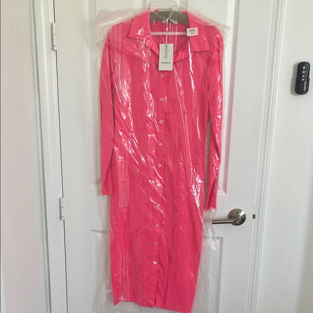Amanda Uprichard Orange Long Sleeve Notched Collar Dress